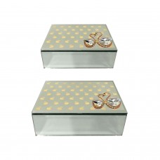 Decmode Set of 2 polka dot-designed wood and mirror jewelry boxes, Clear   566923046